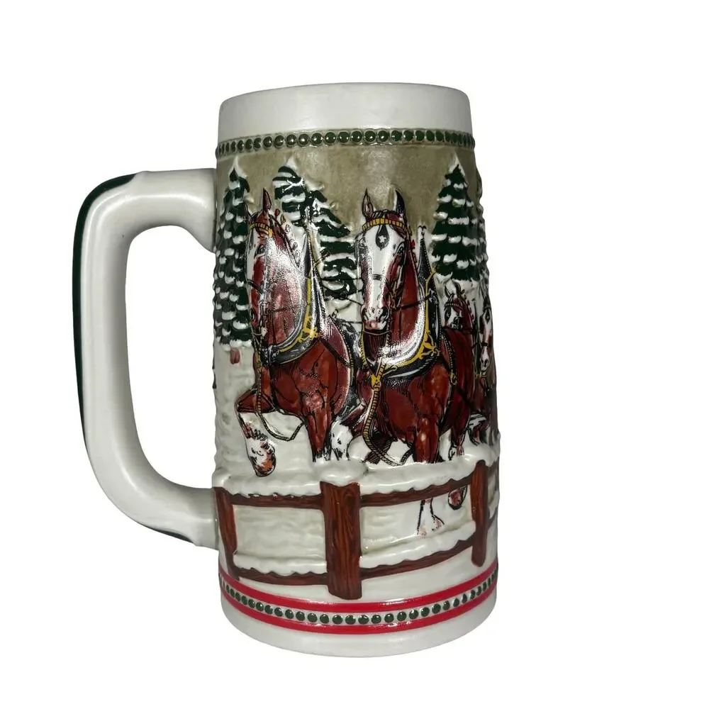 Vintage 1984 Budweiser Holiday Clydesdale Beer Stein CS62 Ceramarte